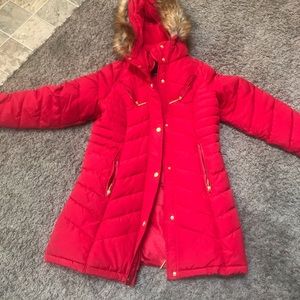 Red beautiful winter coat